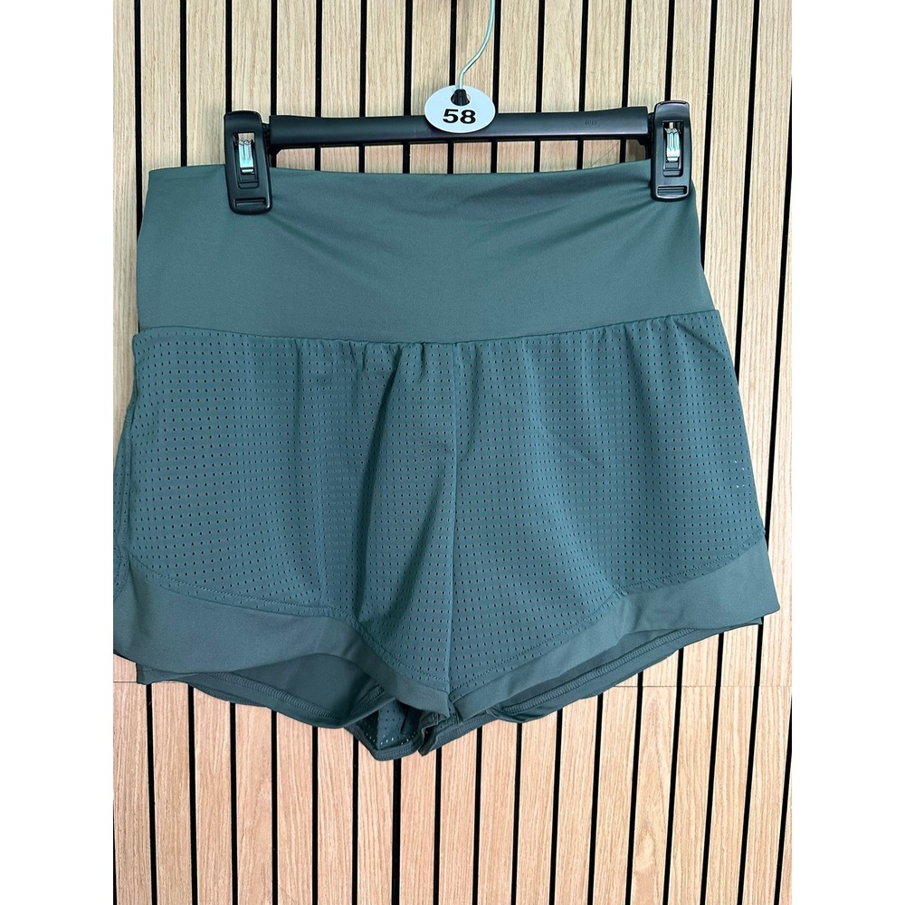 025 Halara Green 2-in-1 Mesh Running Shorts High Waisted Activewear (Large, EUC)